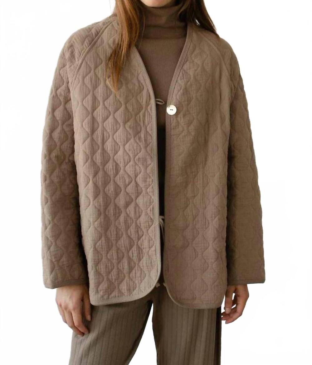 NEW DONNI. quilted cardigan jacket in mushroom